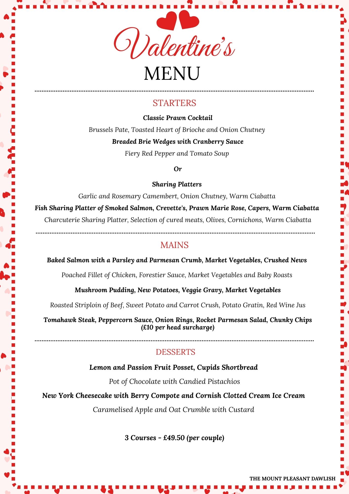 Red Pink Illustrative Valentine's Day Menu